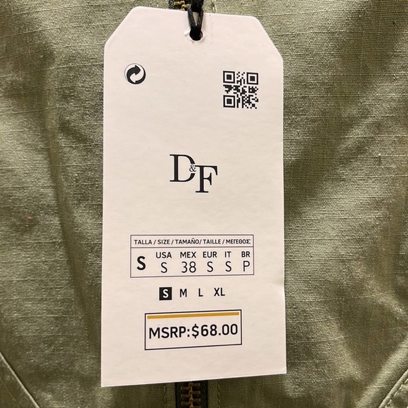 NWT DENIM & FLOWER 🌺 Military Green Long sleeve Jacket/Sweatshirt with Hoodie. - Picture 4 of 12